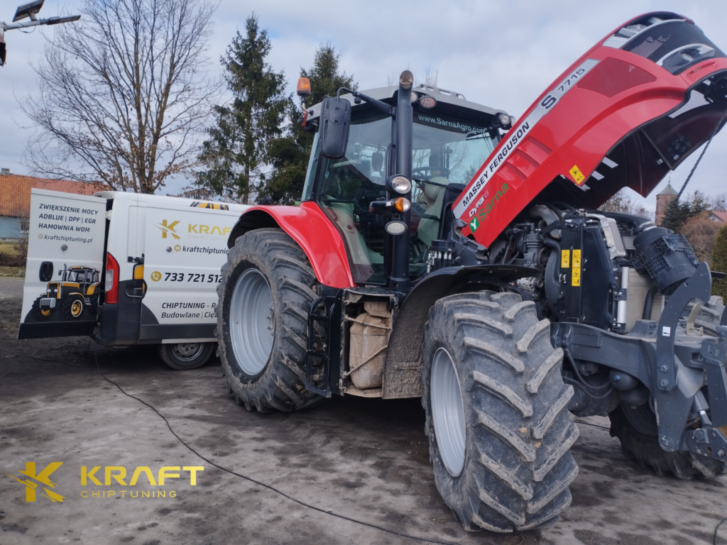 Massey Ferguson 7715S 6.6 litra SISU - podniesienie mocy, wyłączenie AdBlue, usunięcie DPF wraz z wykonaniem wydechu ze stali nierdzewnej